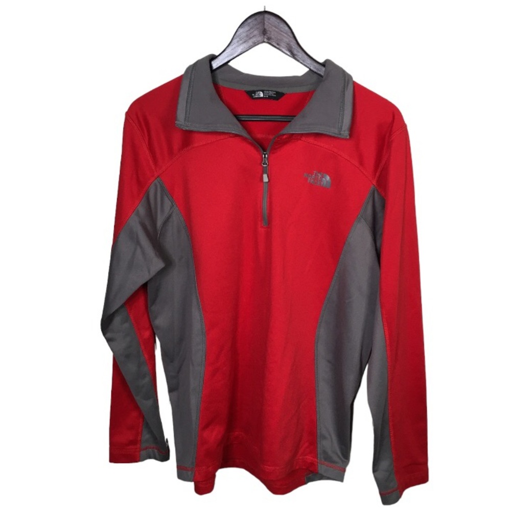 The Northface Half Zip Red Gray Pull Over Jacket … - image 1